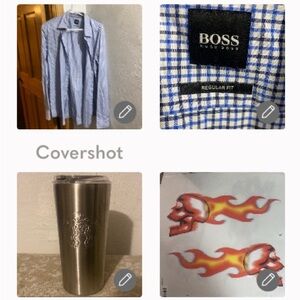 BOSS Hugo Boss blue/black checked button-up XXL+⭐️🥤Starbucks 18oz Stainless